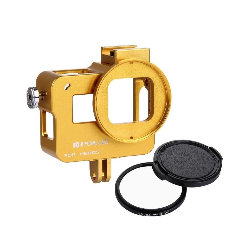 Wewoo - Pour GoPro HERO6 / 5 or Logement Shell CNC en alliage d'aluminium Cage de protection avec 52mm lentille UV - Caméras Sportives