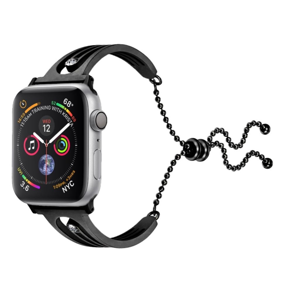 Wewoo - Pour Apple Watch Génération 3/2/1 38mm Universal Black Bracelet en acier inoxydable avec un diamant Noir - Accessoires montres connectées