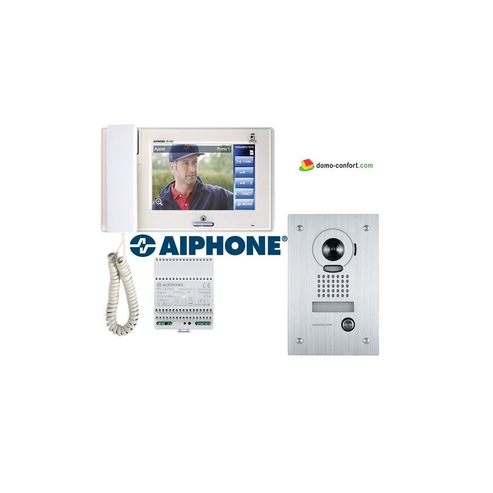Aiphone - Kit vidéo couleur, tactile, grand angle, platine encastrée, antivandale AIPHONE - Sonnette et visiophone connecté