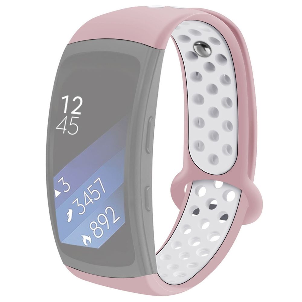 Wewoo - Bracelet pour montre connectée Gear Fit2 / Fit2 Pro Smart Watch Multiaperture en silicone bicolore de poignet Rose Blanc - Bracelet connecté