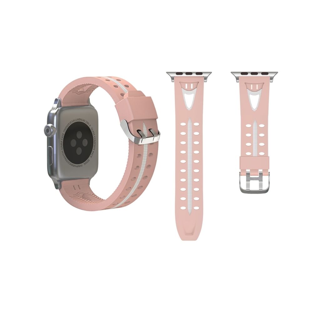 Wewoo - Bracelet rose pour Apple Watch Série 3 & 2 & 1 42mm Mode Sourire Visage Motif Silicone - Accessoires Apple Watch