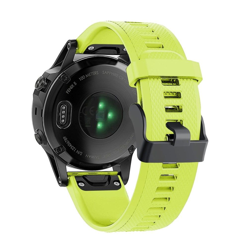marque generique - Bracelet en silicone sport avec boucle noire vert jaunâtre pour votre Garmin Fenix 5 - Accessoires bracelet connecté