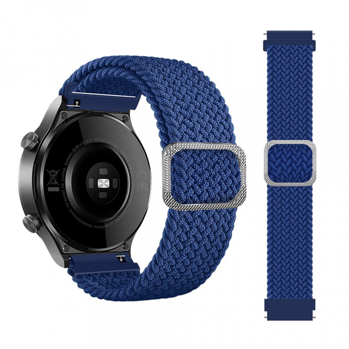 Other - Bracelet en tissu Corde tressée de 20 mm réglable bleu pour votre Samsung Galaxy Watch Active/Active2 40mm/Watch 42mm - Accessoires bracelet connecté