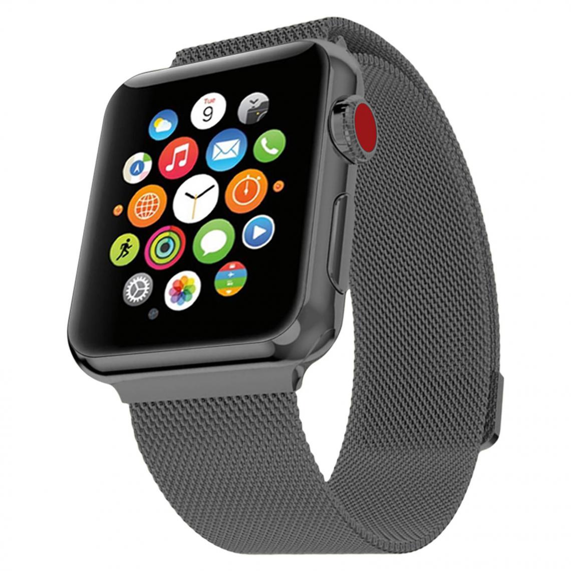 Avizar - Bracelet Apple Watch 42 et 44 mm Acier inoxydable - Gris sidéral - Accessoires Apple Watch