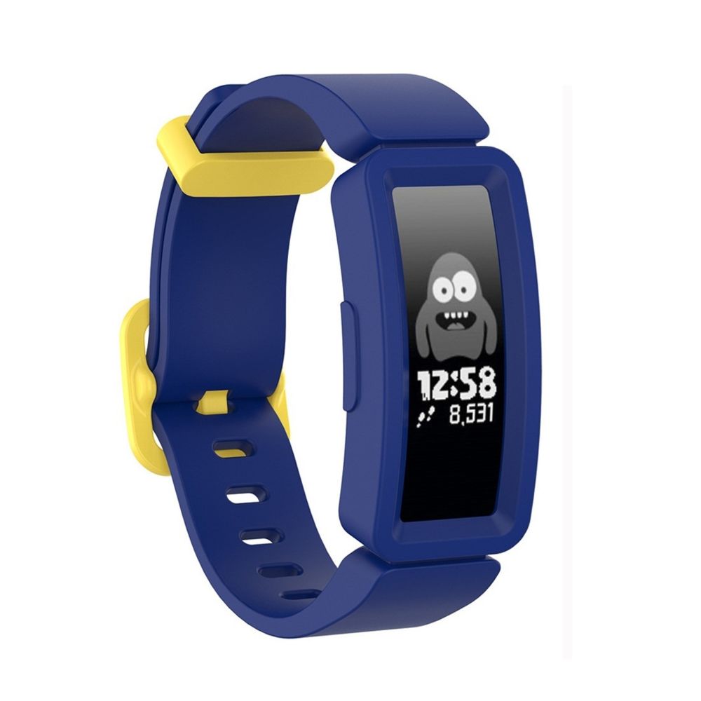 Wewoo - Bracelet pour montre connectée Fitbit Inspire HR / Ace 2 Silicone Smart Watch de remplacement bleu + boucle jaune - Bracelet connecté