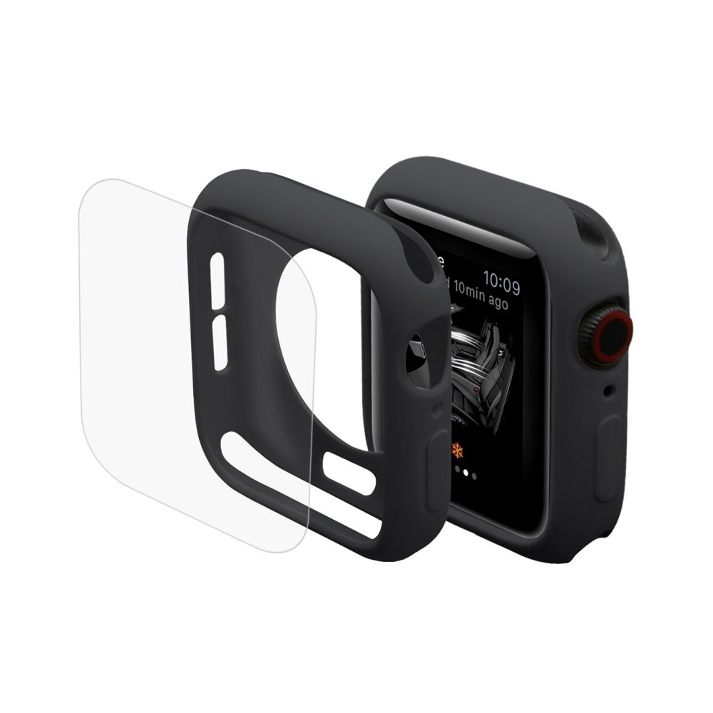 Wewoo - Boitier 2 en 1 Coquille de protection semi-plaquée + Film HD incurvé par 3D plein écran HD pour Apple Watch série 4 44 mm (Noir) - Accessoires Apple Watch
