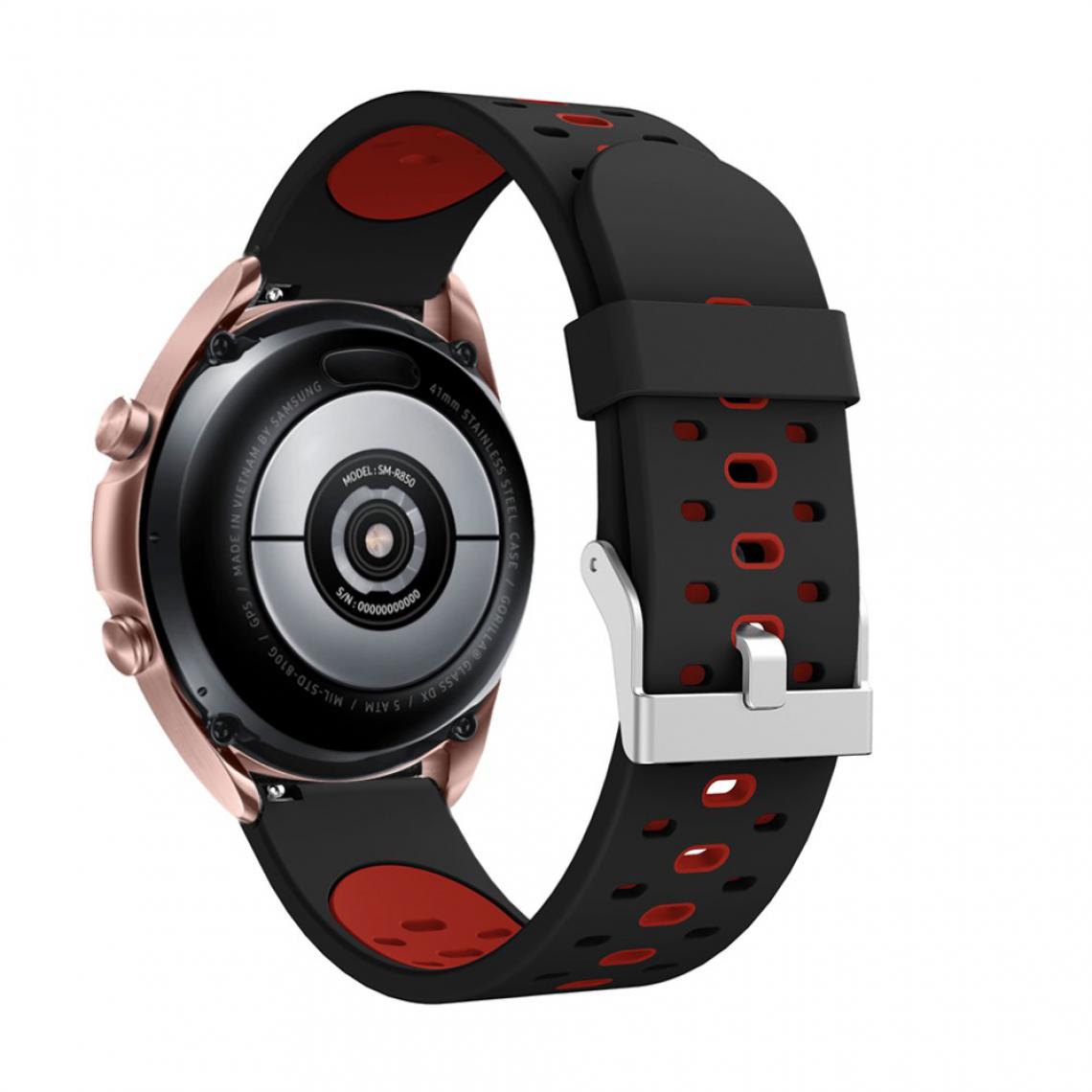 Other - Bracelet en silicone 20 mm bicolore noir/rouge pour votre Samsung Galaxy Watch3 41mm - Accessoires bracelet connecté