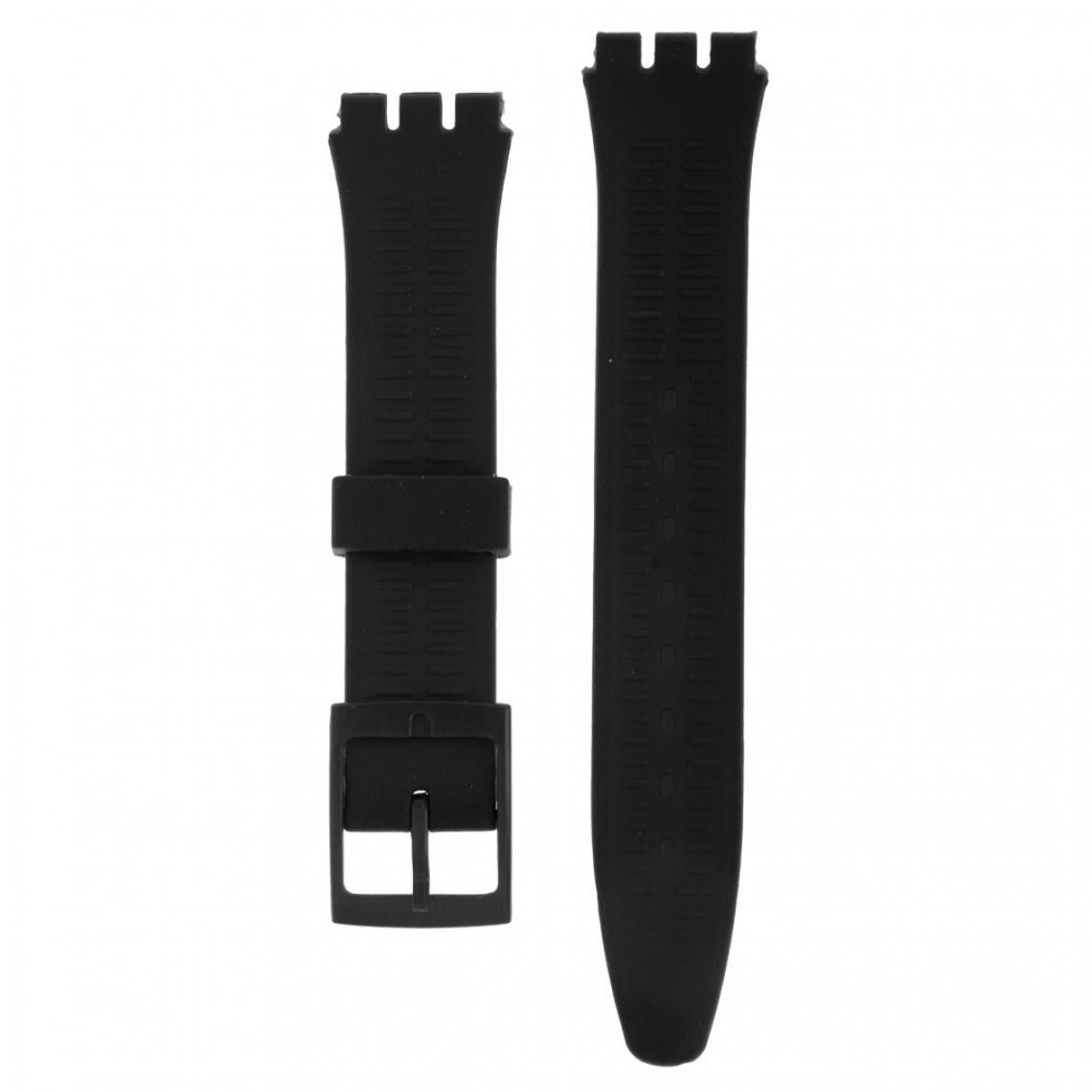 marque generique - Bande de bracelet de montre en caoutchouc de silicone de 17mm bandes de montre imperméables noires - Accessoires montres connectées