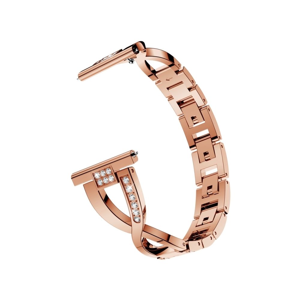 Wewoo - Bracelet en acier inoxydable WatchBand forme de X avec diamant pour la montre Galaxy 20 mm (or rose) - Bracelet connecté