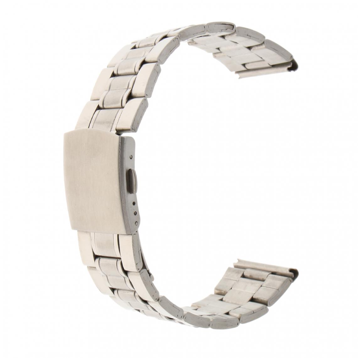 marque generique - Bande de montre pour homme solide en acier inoxydable avec boucle déployante en argent 22mm - Accessoires montres connectées
