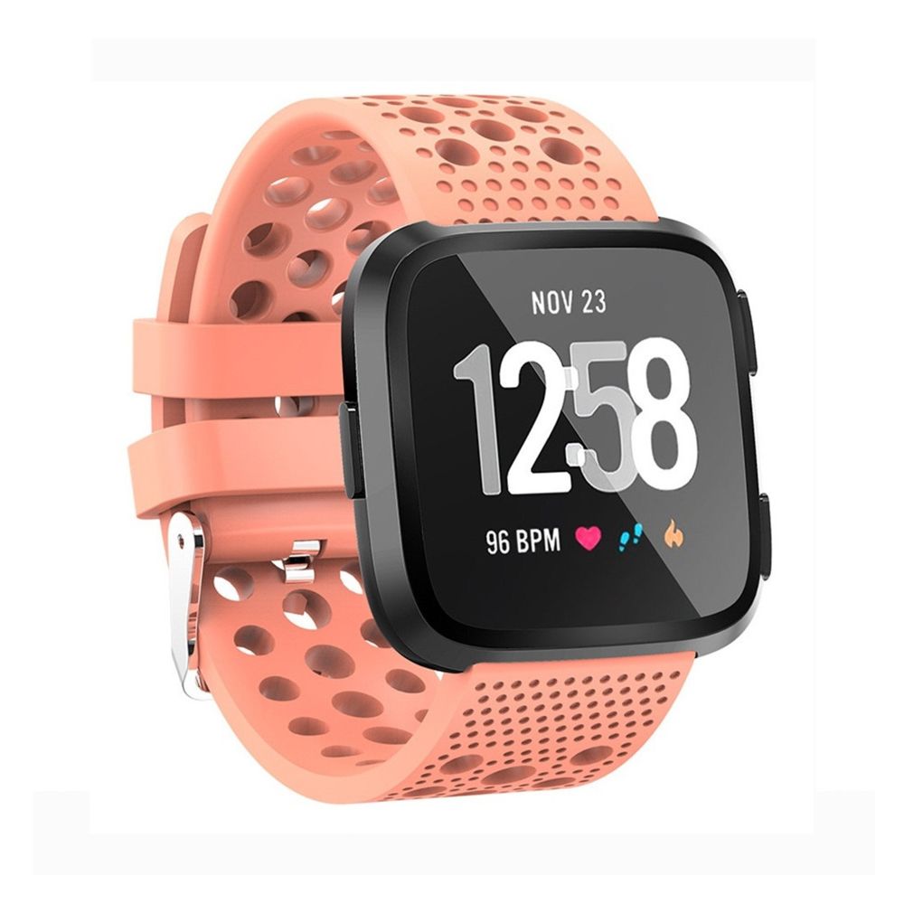 Wewoo - Bracelet pour montre connectée Smartwatch Ventilation cercle trou Fitbit Versa Orange - Bracelet connecté