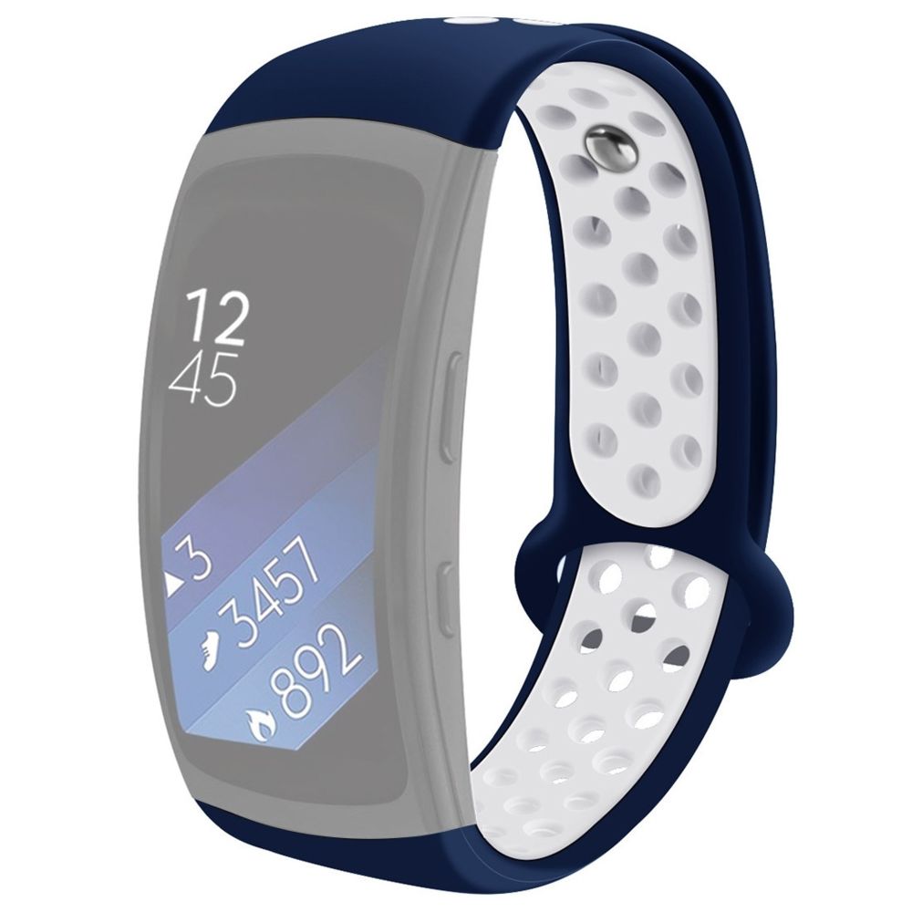Wewoo - Bracelet pour montre connectée Gear Fit2 / Fit2 Pro Smart Watch Multiaperture en silicone bicolore de poignet Bleu Blanc - Bracelet connecté