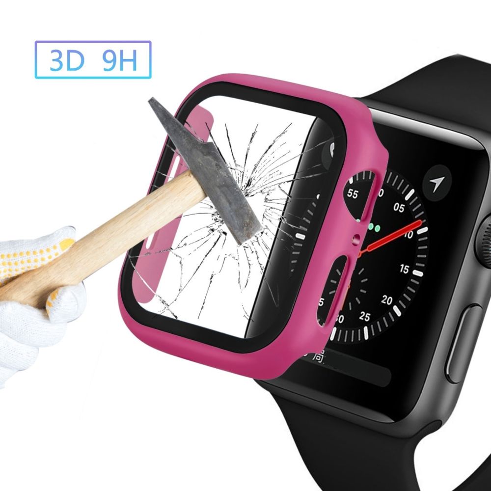 Wewoo - Etui pour PC avec couverture totale + Protecteur en verre trempé Apple Watch Series 5/4 40mm Rose - Accessoires montres connectées
