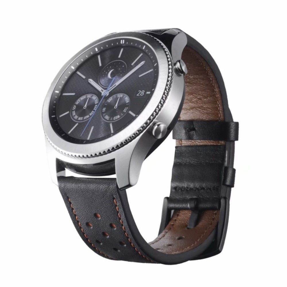 Generic - Bracelet en cuir véritable Sangle de 22 mm noir pour votre Huawei Watch GT2e/GT2 46mm - Accessoires bracelet connecté