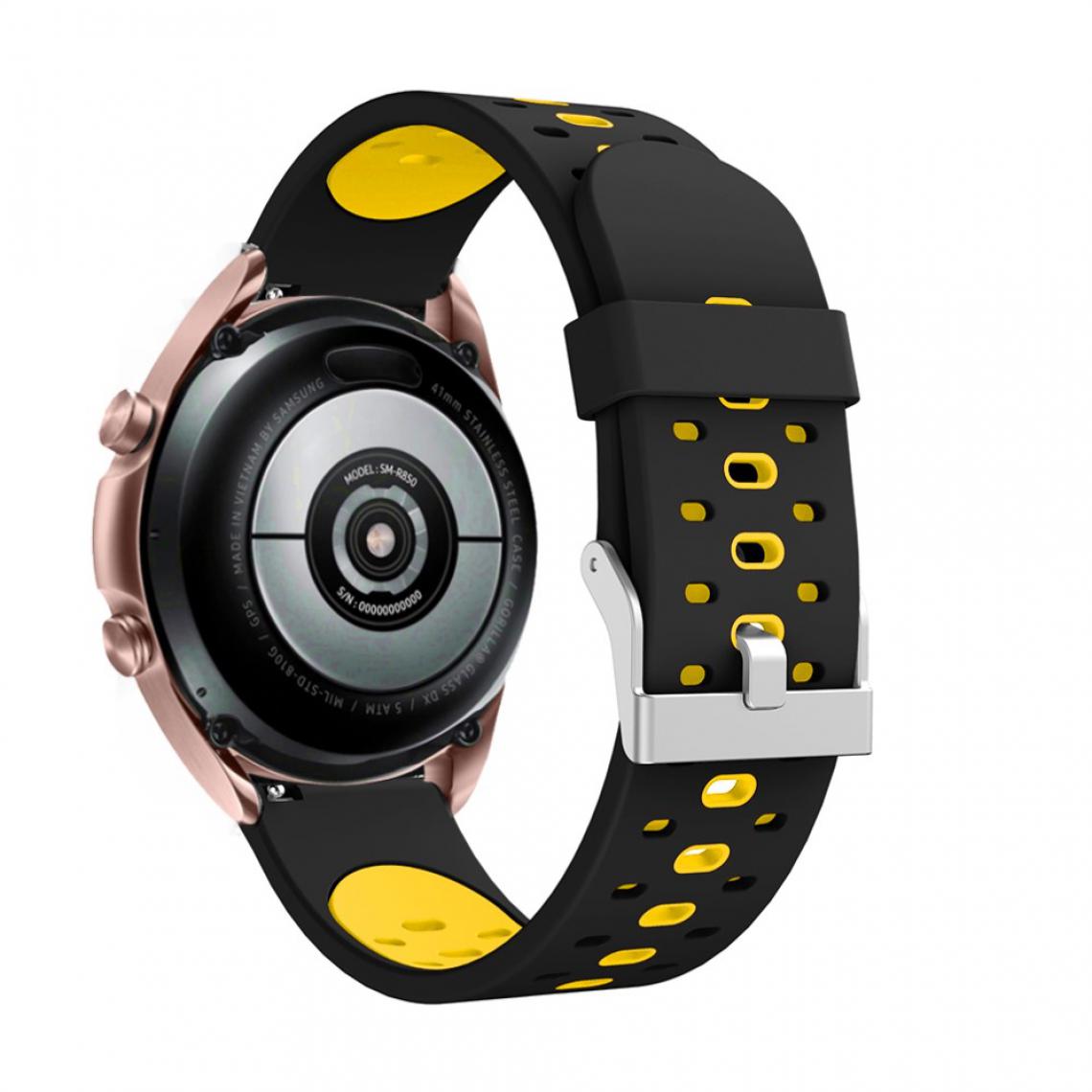 Other - Bracelet en silicone 20 mm bicolore noir/jaune pour votre Samsung Galaxy Watch3 41mm - Accessoires bracelet connecté