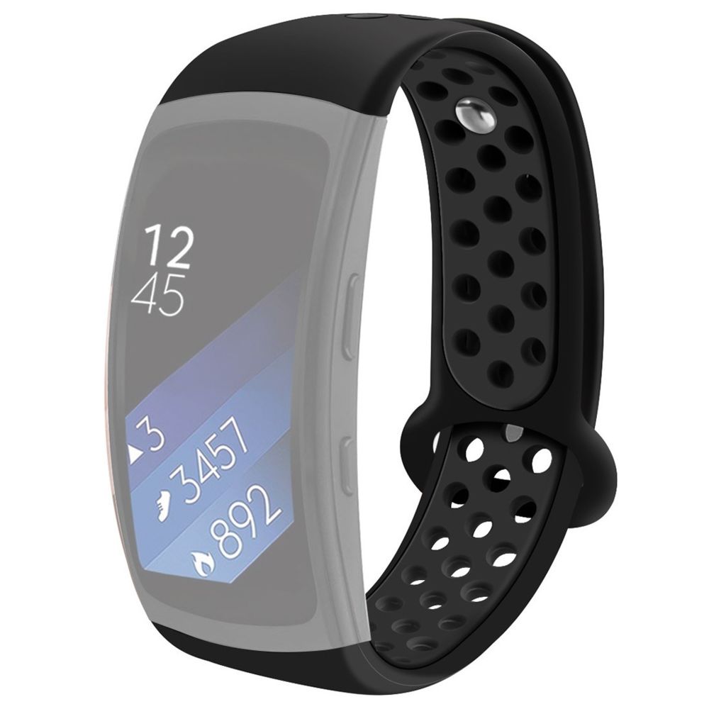 Wewoo - Bracelet pour montre connectée Gear Fit2 / Fit2 Pro Smart Watch Multiaperture en silicone bicolore de poignet Noir - Bracelet connecté