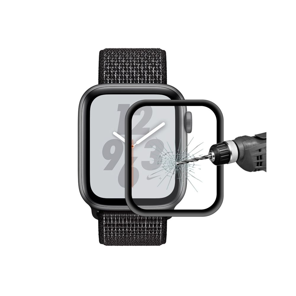 Wewoo - Chapeau-Prince 0.2mm 9H Film en verre avec cadre en alliage d'aluminium 3D pour Apple Watch série 4 44 mm (Noir) - Accessoires Apple Watch