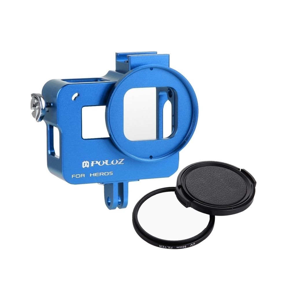 Wewoo - Pour GoPro HERO6 / 5 bleu Logement Shell CNC alliage d'aluminium Cage de protection avec 52mm UV Lens - Caméras Sportives