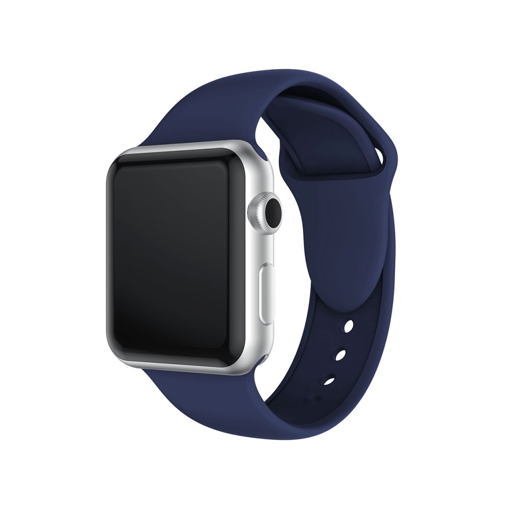 Wewoo - Bracelet Bande de montre en silicone à double rivets pour Apple Watch séries 3 et 2 1 38 mm (bleu foncé) - Accessoires Apple Watch