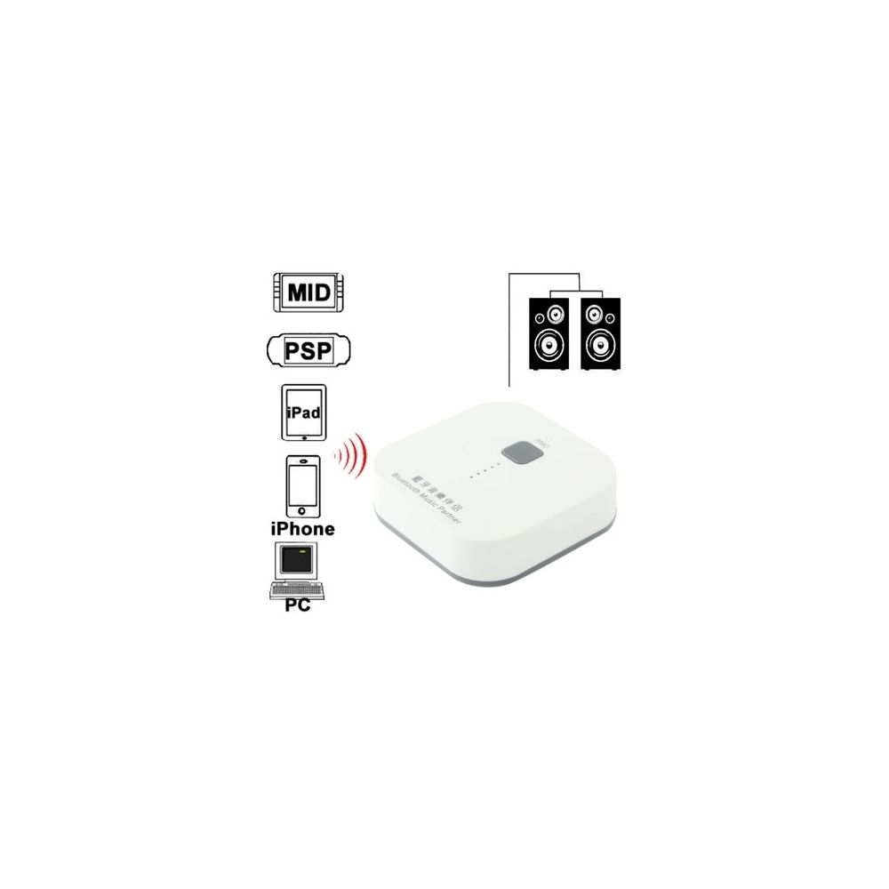 Wewoo - Pour iPhone 5 / blanc 4 et 4S / iPad mini 37653 / / Samsung / HTC / Autres téléphones Bluetooth PC Mini Music Receiver / Partner, Taille: 54 x 54 x 17 mm, - Passerelle Multimédia