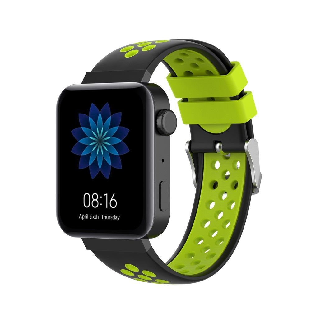 marque generique - Bracelet en silicone double couleur noir/vert pour votre Xiaomi Mi Watch - Accessoires bracelet connecté