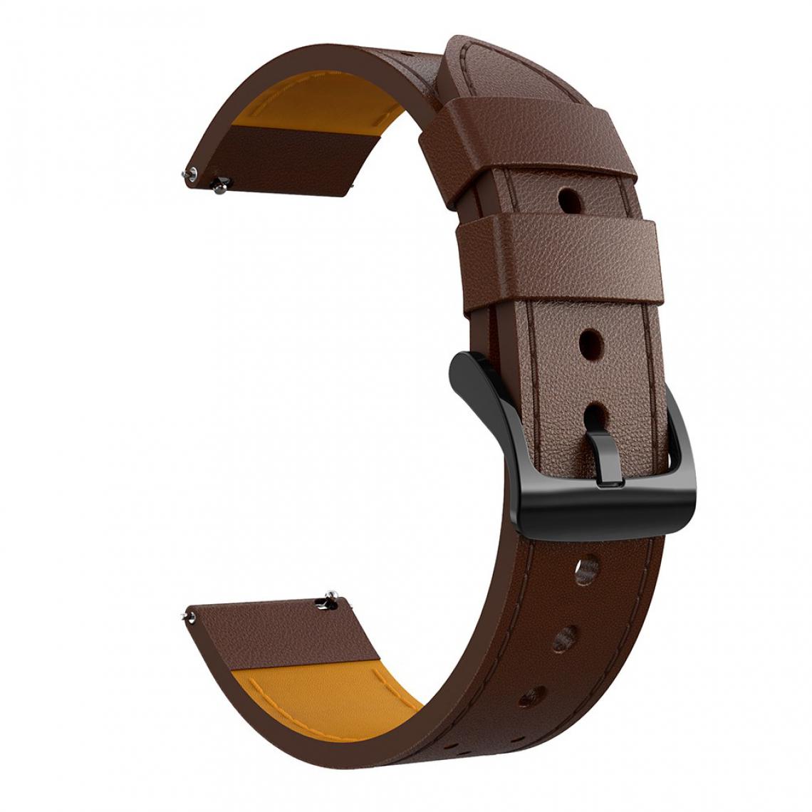 Other - Bracelet en cuir véritable piqûre café pour votre Samsung Galaxy Watch3 45mm - Accessoires bracelet connecté