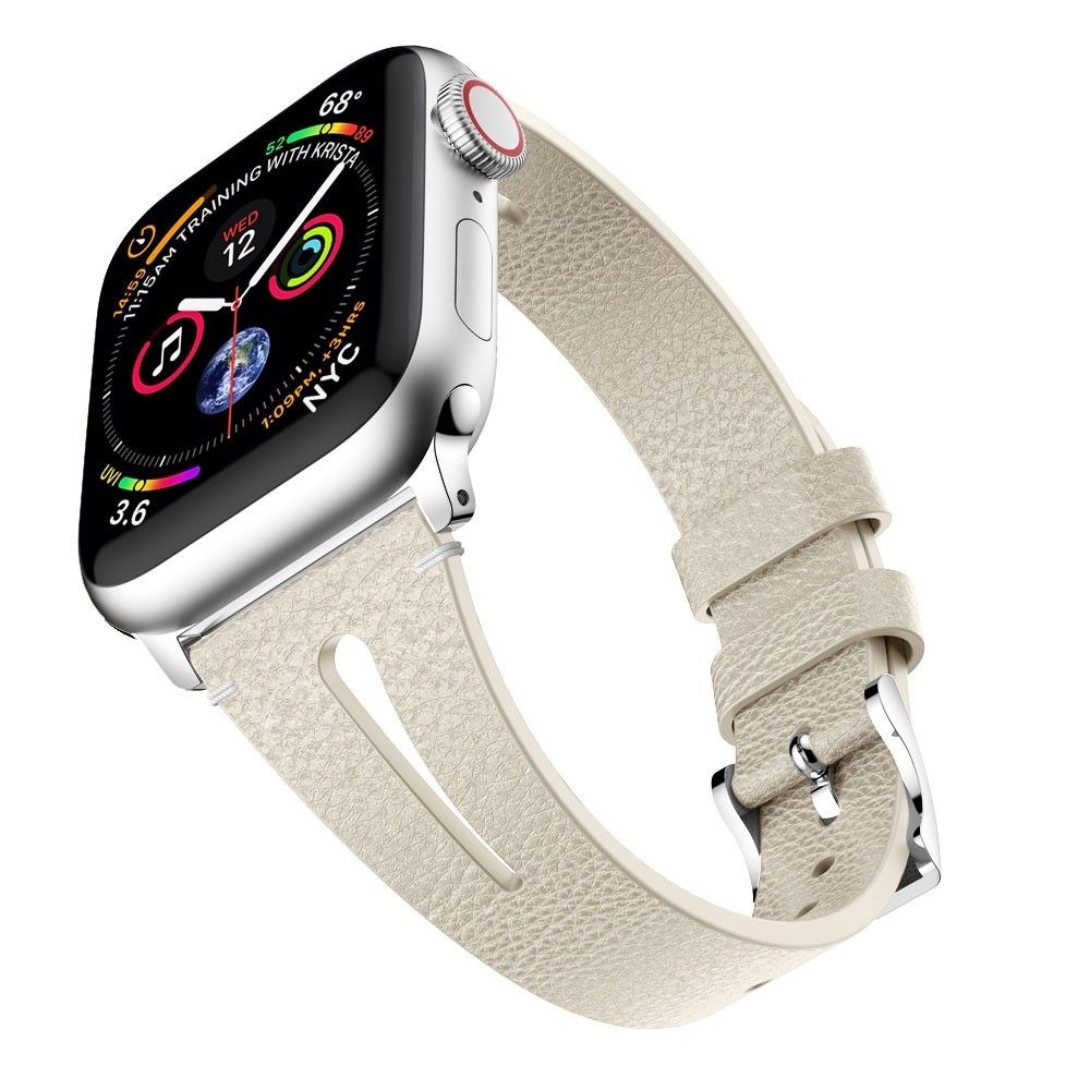 Wewoo - Bracelet en cuir forme de goutte d'eau pour montre-bracelet Apple Watch séries 43 et 2 et 1 38 mm beige - Accessoires montres connectées