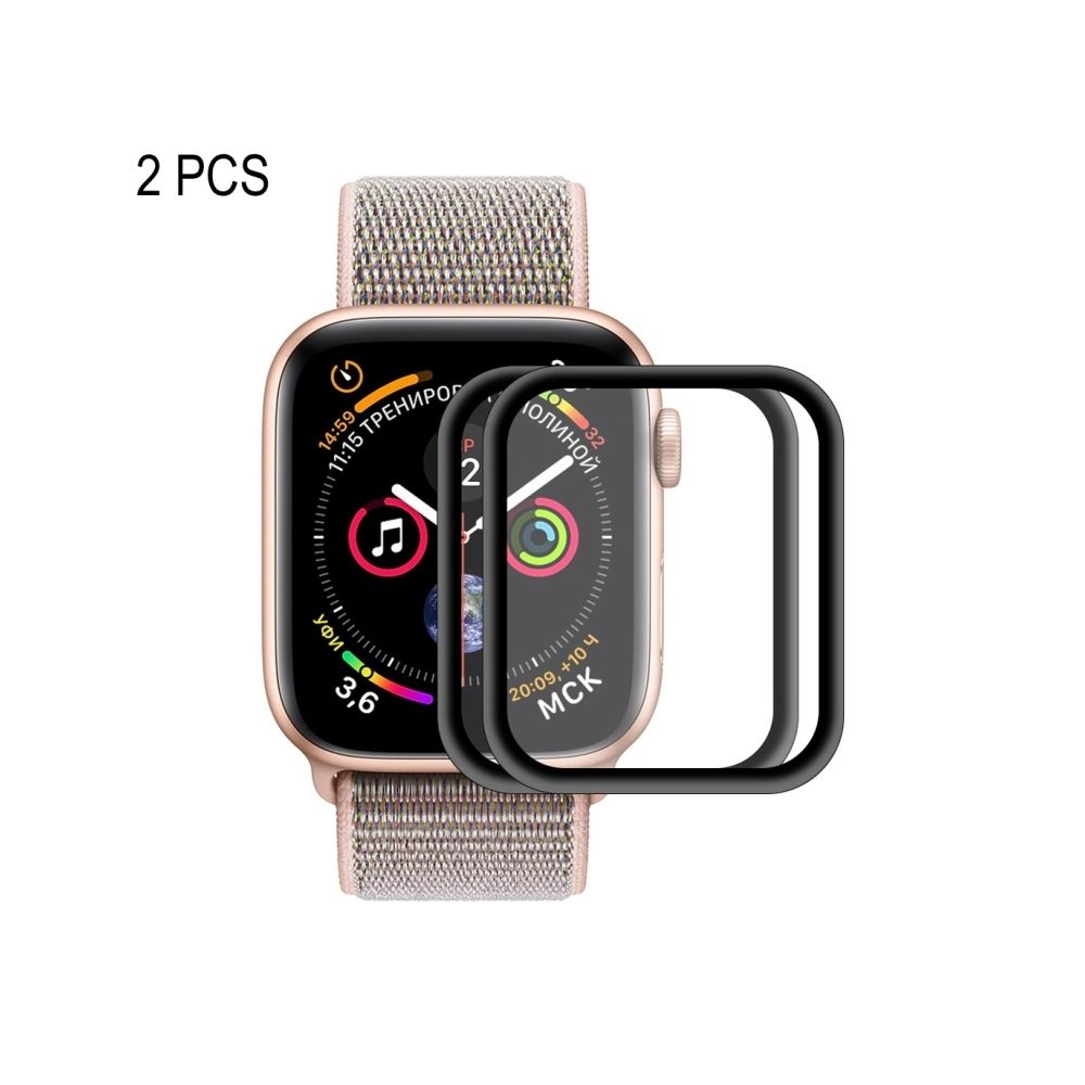 Wewoo - 2 PCS Chapeau-Prince 0.2mm 9H 3D Cadre en alliage d'aluminium Film de verre plein écran pour Apple Watch série 4 40mm (Noir) - Accessoires Apple Watch
