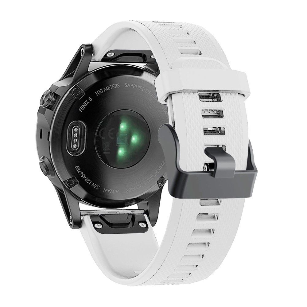 marque generique - Bracelet en silicone sport avec boucle noire blanc pour votre Garmin Fenix 5 - Accessoires bracelet connecté