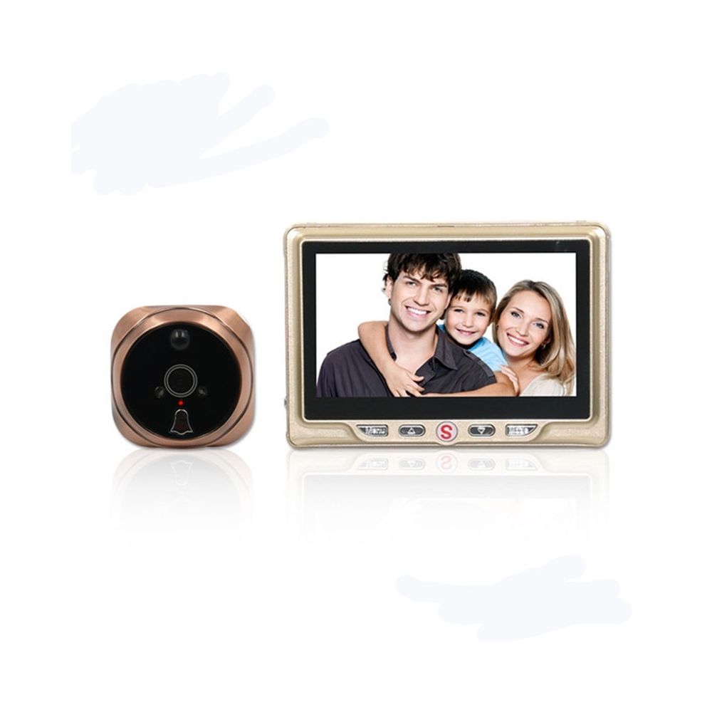Wewoo - Portier vidéo Visiophone sans fil Interphone 4,3 pouces LCD porte caméra enregistrable enregistrement détection de mouvement oeil sonnette or - Sonnette et visiophone connecté