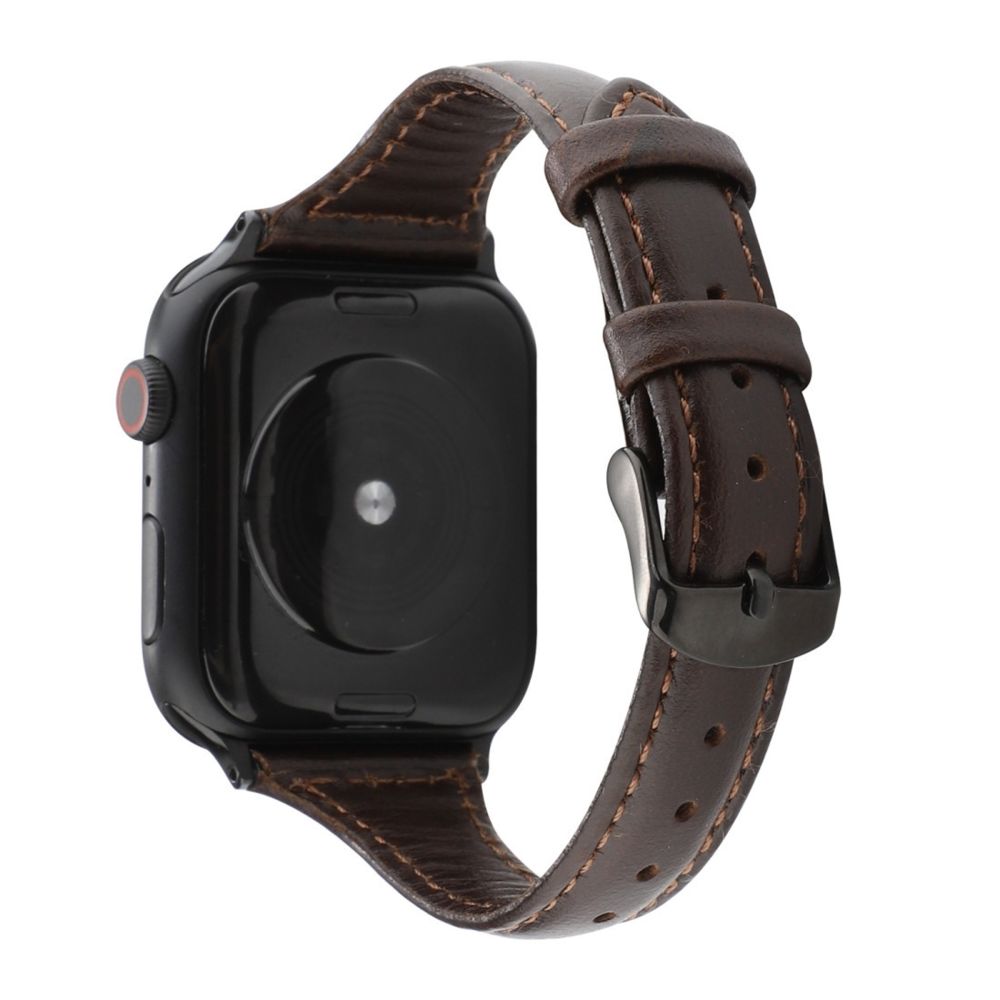 Wewoo - Pour Apple Watch Séries 5 et 4 44mm / 3 & 2 & 1 42mm Bracelet Crazy Horse Texture en Cuir Véritable Café - Accessoires montres connectées