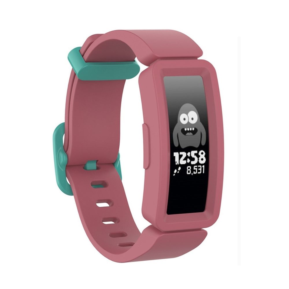 Wewoo - Bracelet pour montre connectée Fitbit Inspire HR / Ace 2 Silicone Smart Watch de remplacement Rouge + Boucle verte - Bracelet connecté