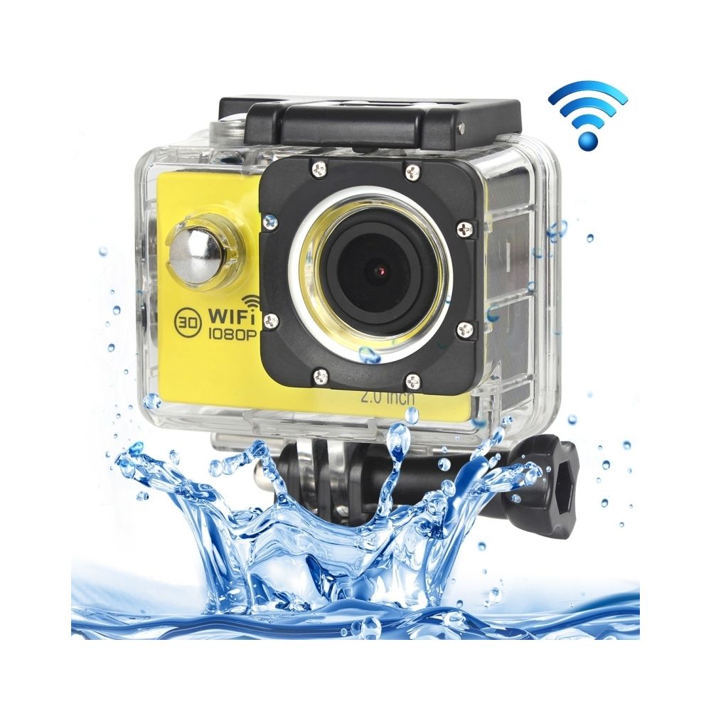 Wewoo - Caméra sport jaune 1080P de étanche WiFi Portable, écran de 2,0 pouces, Generalplus 4248, 170 A + Degrés Grand Angle, Support Carte TF - Caméras Sportives
