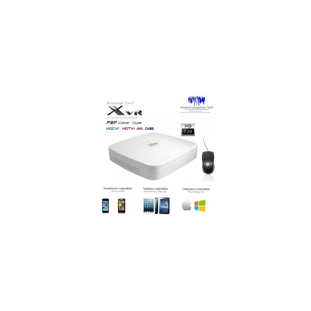 Dahua - XVR 4 canaux 720 et 1080P + 2 canaux IP 6MP - Caméra de surveillance connectée