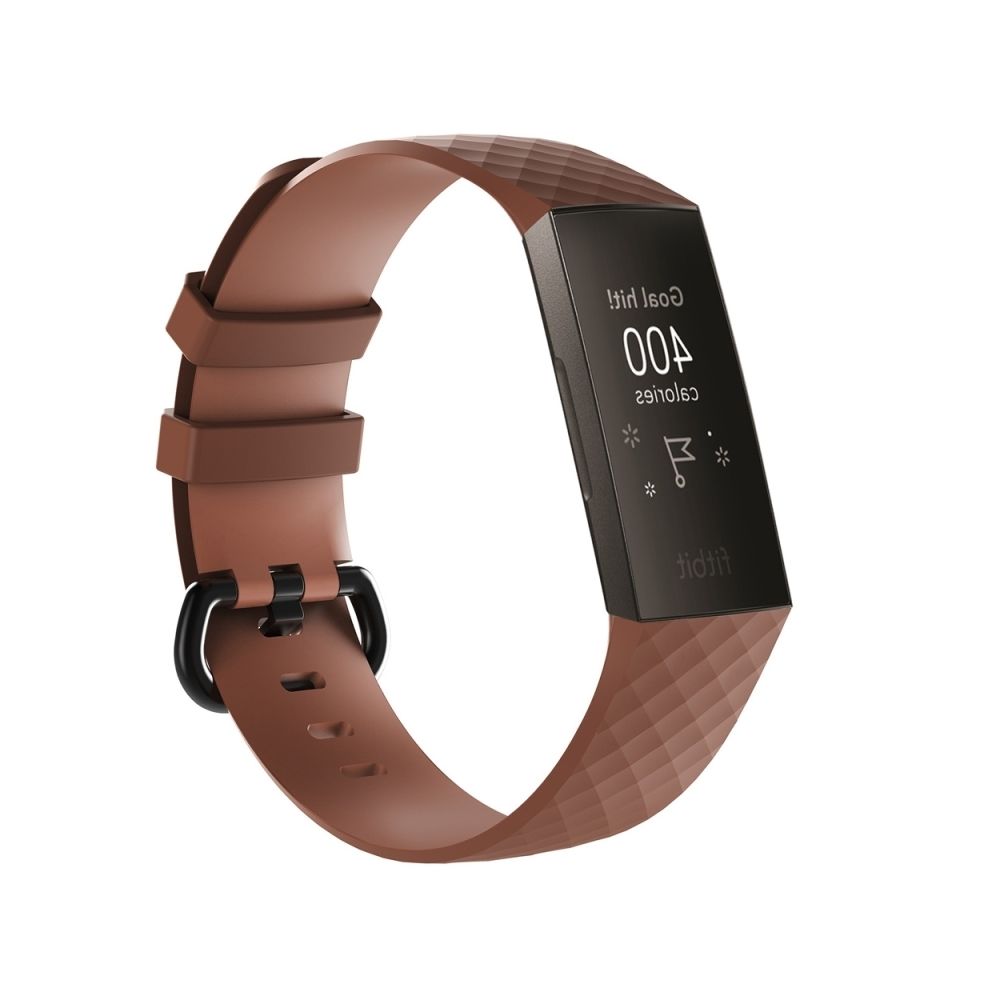 Wewoo - Bracelet en silicone à motif de diamants pour Fitbit Charge 3 (café) - Bracelet connecté