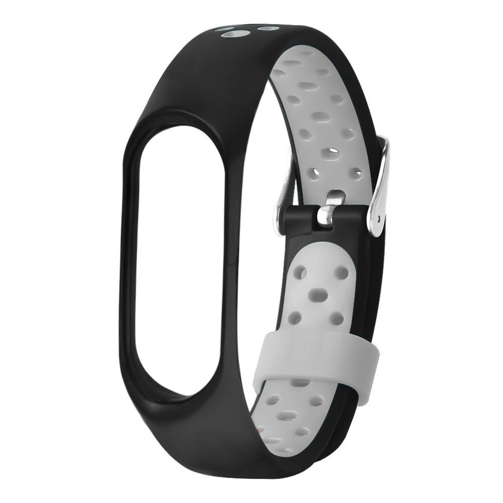 marque generique - Bracelet en silicone bicolore avec boucle noir/gris pour votre Xiaomi Mi Band 4 - Accessoires bracelet connecté