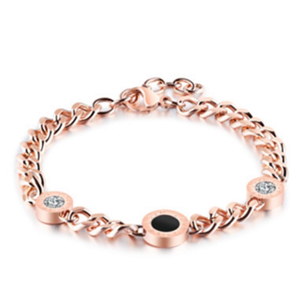 marque generique - YP Select Attractive ronde romaine numérique pendentif chaîne en acier inoxydable Bracelet en or rose - Bracelet connecté