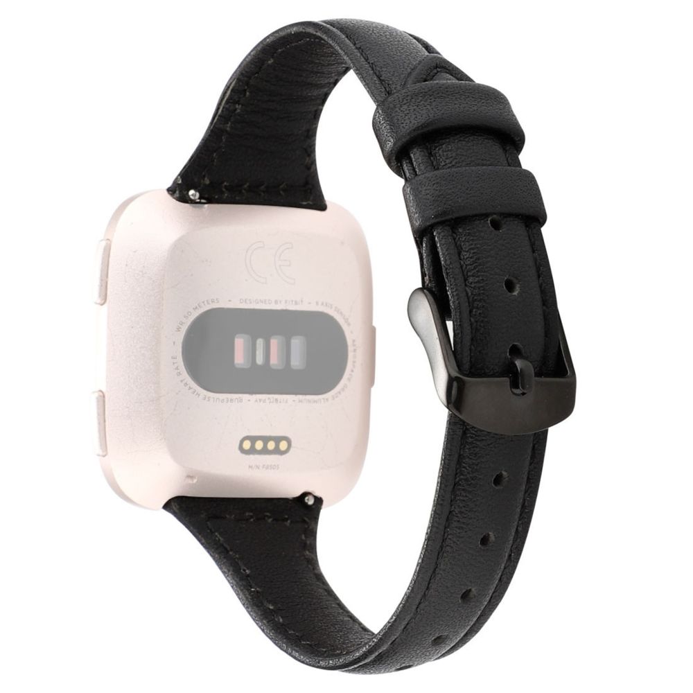 Wewoo - Bracelet pour montre connectée Fitbit Versa razy Cheval Texture En Cuir Véritable Noir - Bracelet connecté