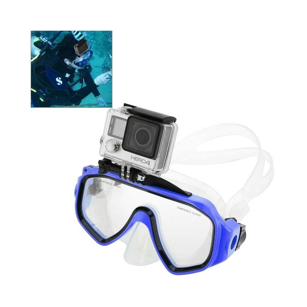 Wewoo - Masque de plongée bleu pour GoPro Hero 4 / 3+ / 3/2/1 Sports nautiques Équipement de de Lunettes de natation avec monture - Caméras Sportives