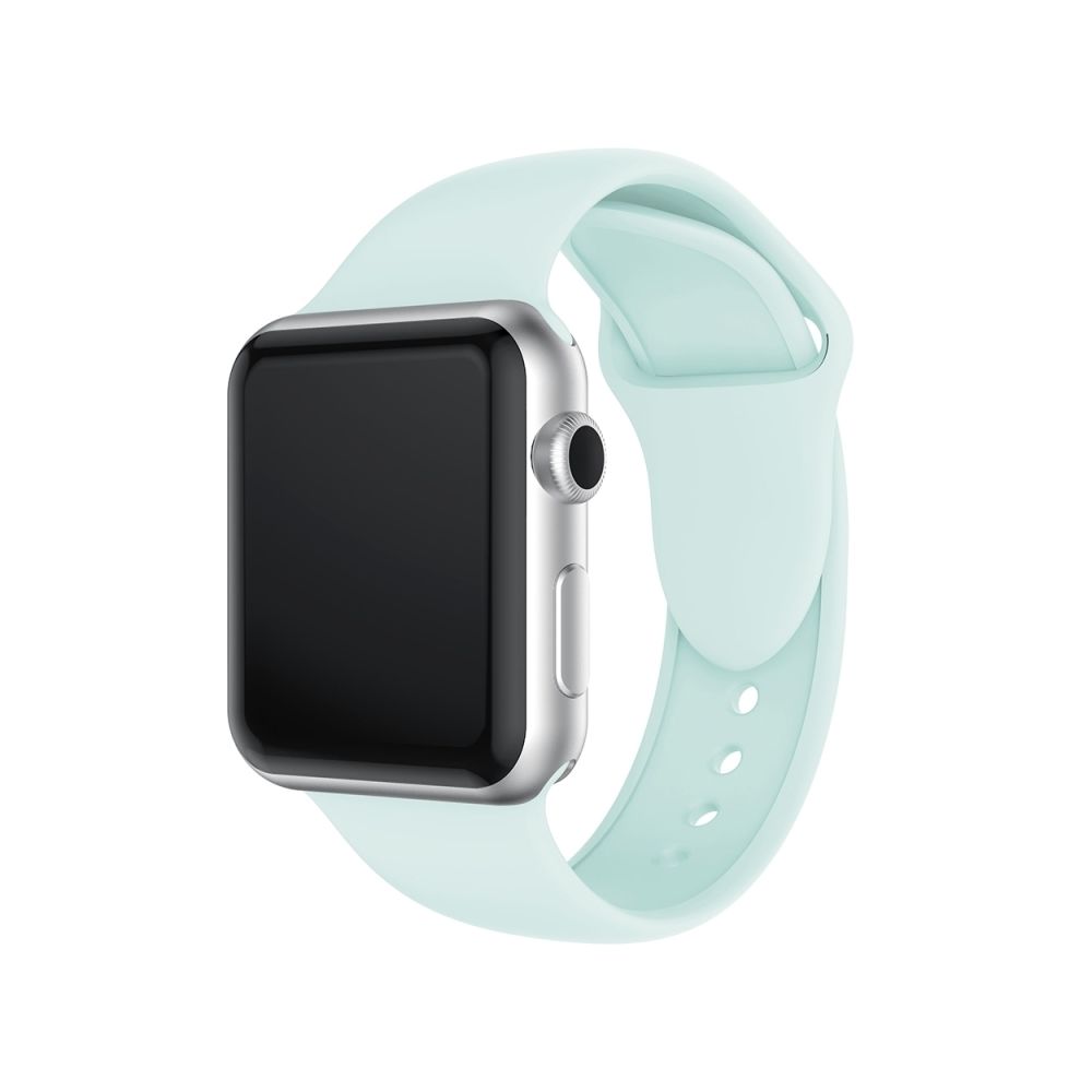Wewoo - Bracelet Bande de montre en silicone à double rivets pour Apple Watch séries 3 et 2 1 38 mm (Turquoise) - Accessoires Apple Watch