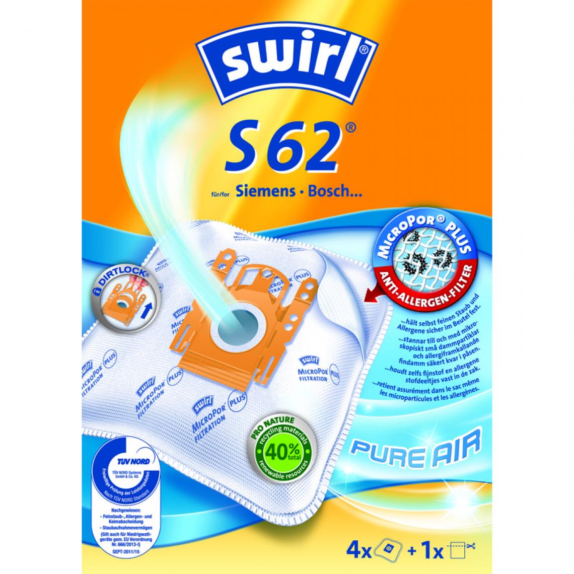 Swirl - swirl Sac d'aspirateur S 62, avec filtre MicroporPlus () - Laveur de vitres