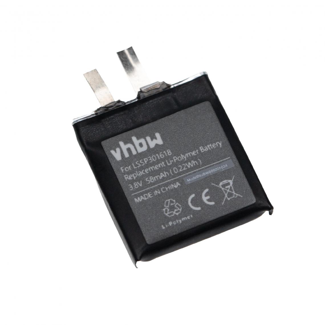 Vhbw - vhbw batterie compatible avec Pebble Time Round laptop (58mAh, 3.8V, Li-Polymère) - Accessoires montres connectées