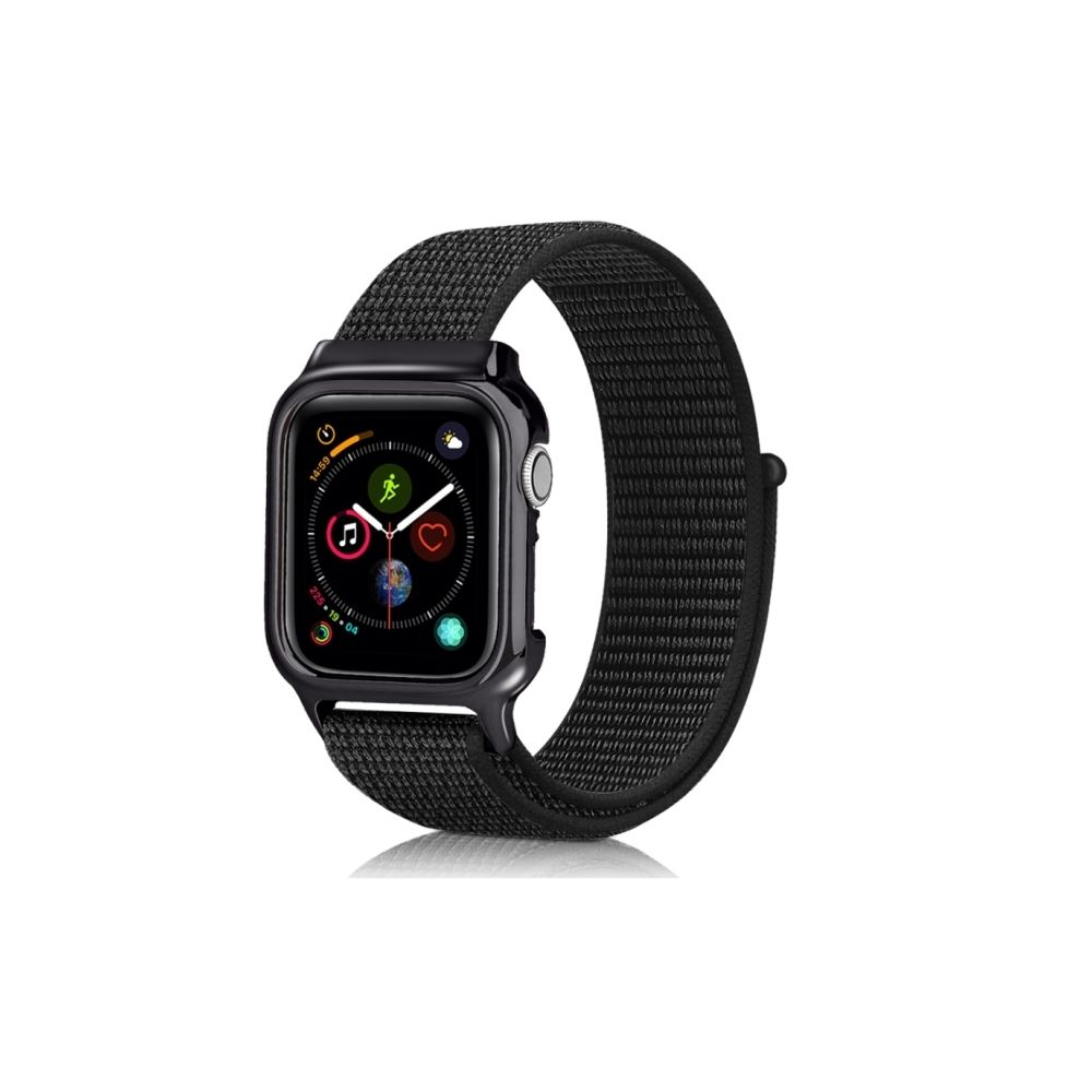Wewoo - Bracelet de montre simple en nylon avec cadre pour Apple Watch série 4 40 mm tout noir - Accessoires Apple Watch