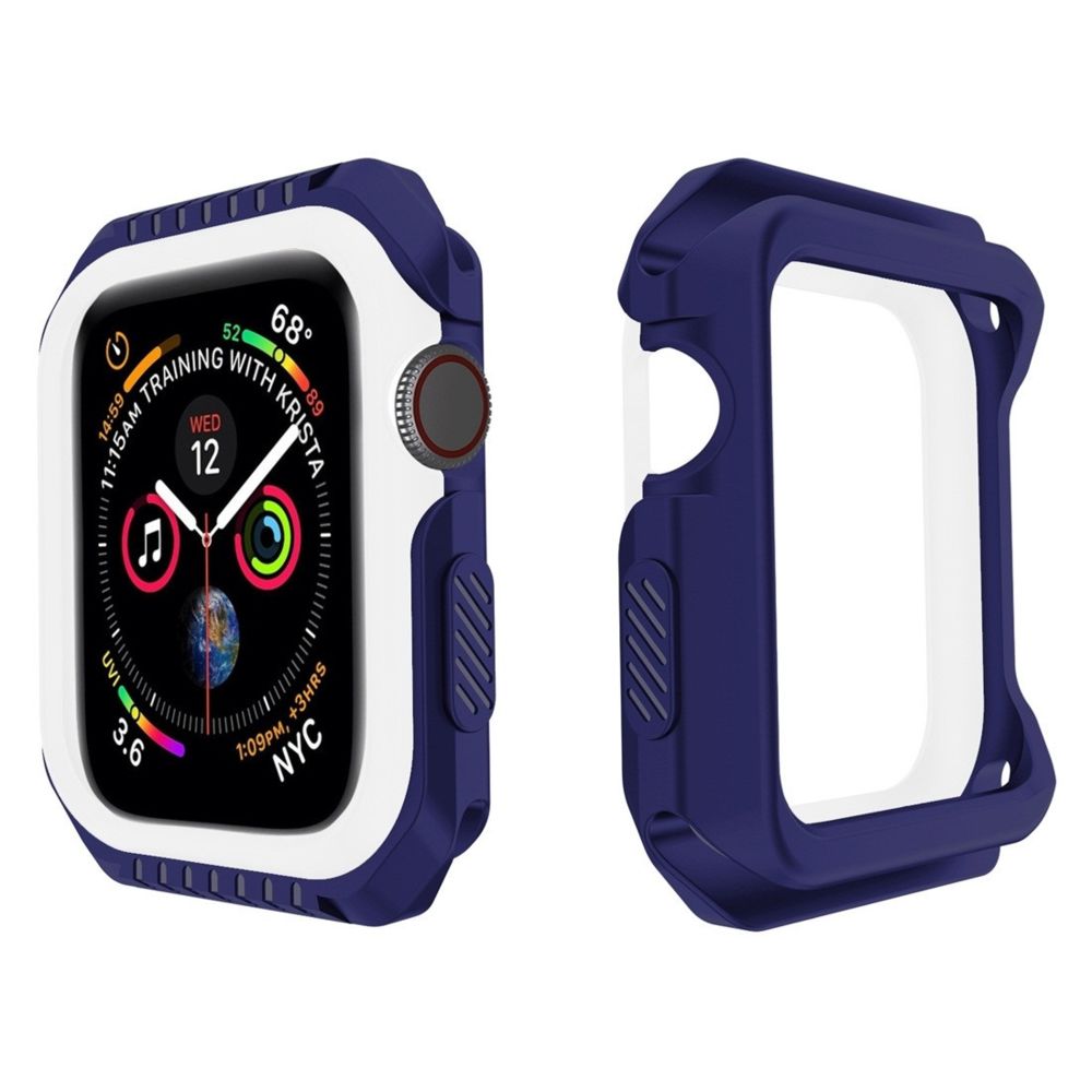 Wewoo - Étui de protection bicolore antichoc Smart Watch pour Apple série 3 42 mm blanc bleu - Accessoires montres connectées