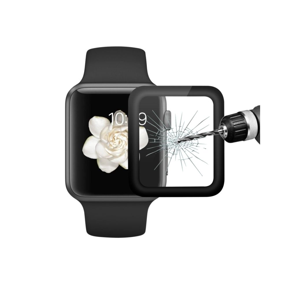 Wewoo - Film protecteur écran pour Apple Watch Série 1/2 42mm 0.2mm 9 H Dureté de surface 3D Antidéflagrant Alliage d'aluminium Edge Plein Trempé d'écran en verre - Accessoires Apple Watch