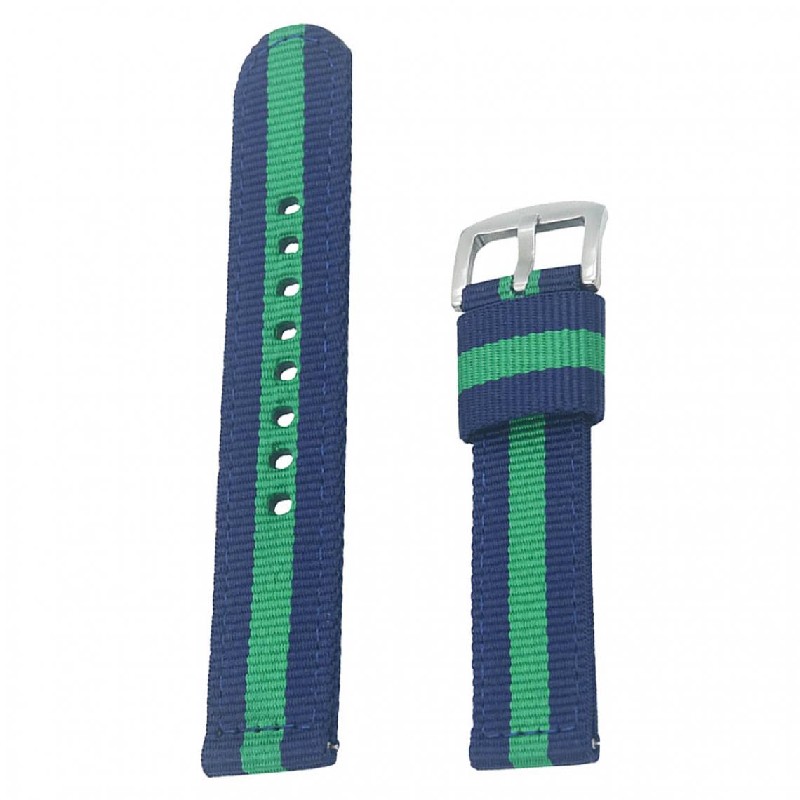 marque generique - Remplacement de courroie de bande de montre en nylon d'hommes de femmes bleu-vert 22mm - Accessoires montres connectées