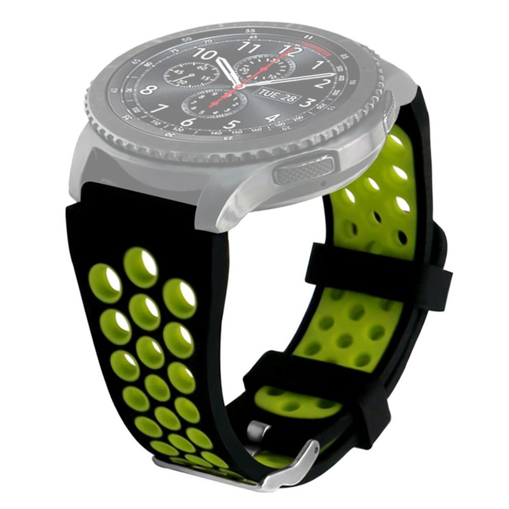 Wewoo - Bracelet pour montre connectée Gear S3 Classic / Frontier Smartwatch de remplacement en silicone bicolore de Noir Vert - Bracelet connecté