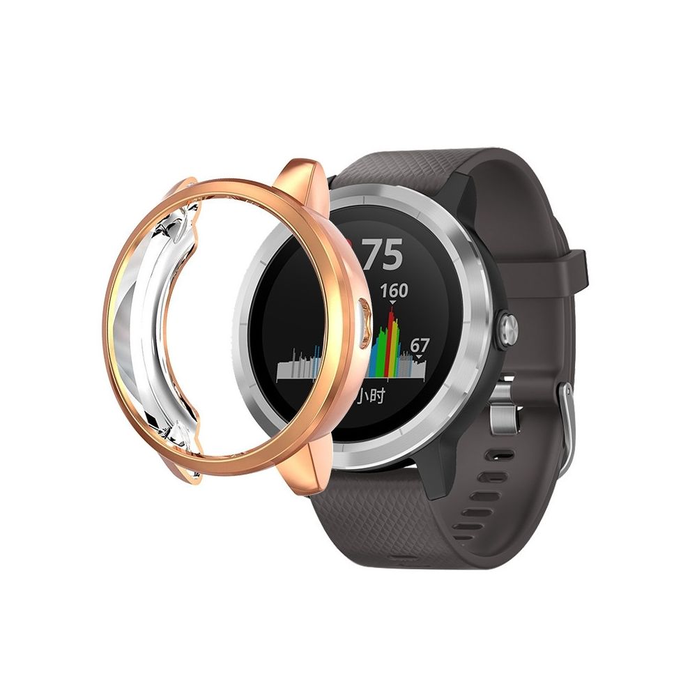 Wewoo - Boîtier de montre Pour étui de protection TPU Garmin Vivoactive 3 or rose - Accessoires montres connectées