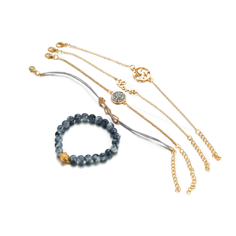 marque generique - YP Select 5pcs carte tortue perle chaîne aimante bracelet à huit caractères suite Doré - Bracelet connecté