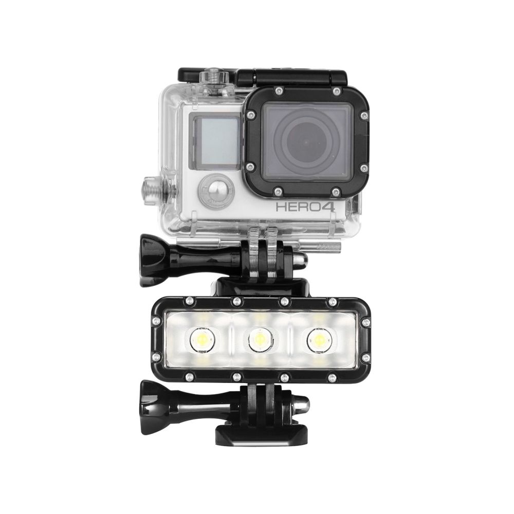 Wewoo - LED waterproof GoPro pour HERO4 Session / 4/3 + / 3/2/1, Dazzne, Xiaomi caméra 300LM torche vidéo étanche avec support de base et vis deux batteries - Caméras Sportives